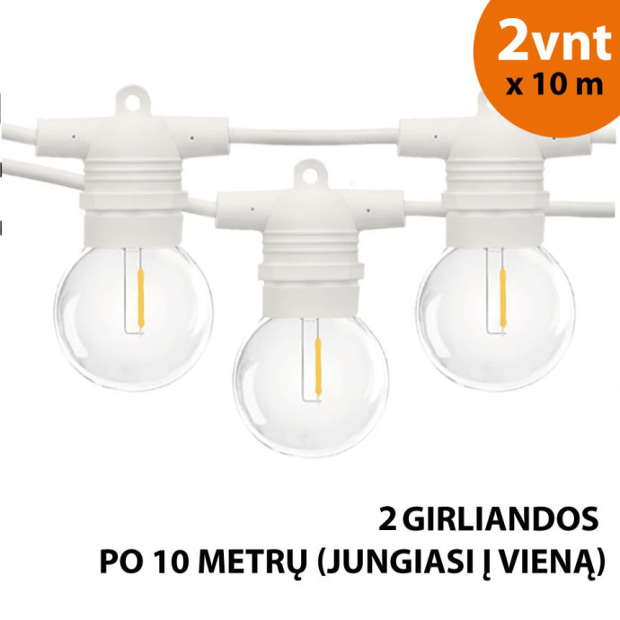 Lauko girlianda (LED lemputės) 20 m Glow balta