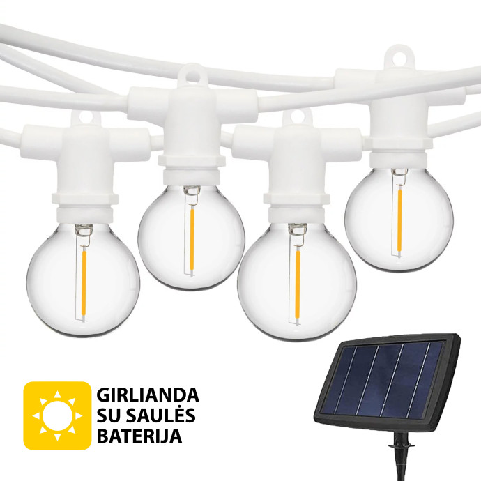 Lauko girliandos su saulės baterija (LED) Perl Balta