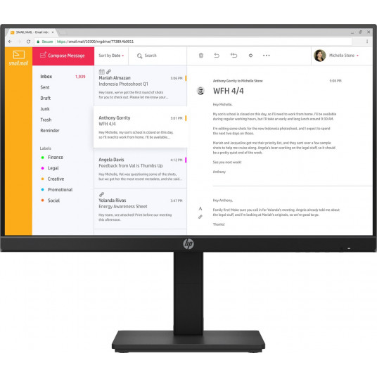  HP P24h G4 kompiuterio monitorius 60,5 cm (23.8") 1920 x 1080 pikseliai „Full HD“ IPS 
