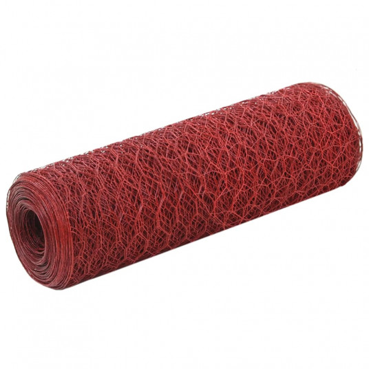 Vielos tinklas su PVC danga, raudonas, 25x0,5m