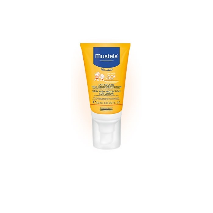 Mustela Baby Spf50+ Very High Protection Sun Lotion itin aukštos apsaugos nuo saulės losjonas kūdikiams  40ml