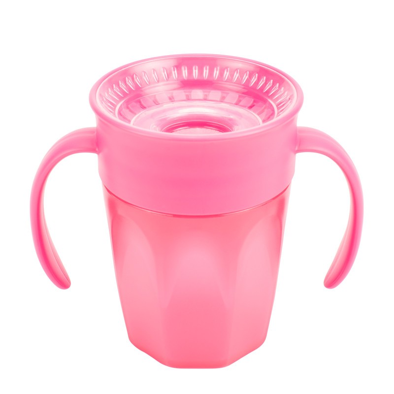360 Tumbleris puodelis be snapelio rožinis su rankenomis 200ml