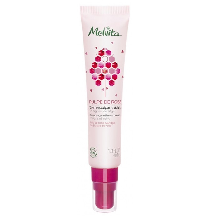 Spindesio suteikiantis veido kremas Melvita Pulpe de Rose Plumping Radiance, 40 ml