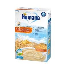 Humana 5 grūdų pieno košė su sausainiais , 6 mėn., 200 g