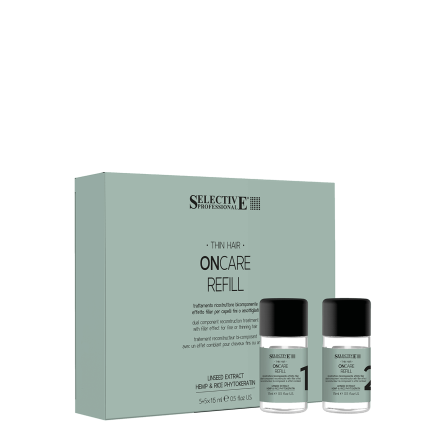 SELECTIVE ON CARE REFILL dvikomponentė atstatomoji priemonė ploniems plaukams 15+15ml