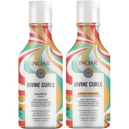 Inoar Divine Curls Hair Care Set Shampoo and Conditioner šampūnas ir kondicionierius plaukams 250ml