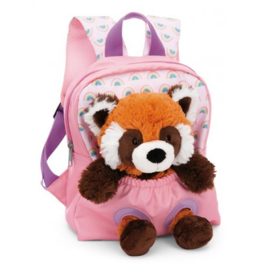 NICI 49853 Backpack 21x26cm pink + Panda mascot red 25cm