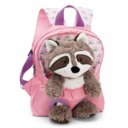 NICI 49845 Backpack 21x26cm pink + Raccoon mascot 25cm