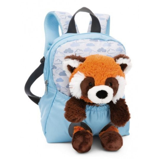 NICI 49852 Backpack 21x26cm blue + Panda mascot red 25cm