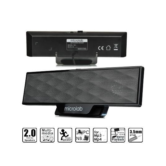  Microlab B 51  Speaker type 2.0, 3.5mm, Black, 4 W 