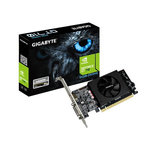  Graphics Card|GIGABYTE|NVIDIA GeForce GT 710|2 GB|64 bit|PCIE 2.0 8x|GDDR5|Memory 5010 MHz|GPU 954 MHz|Single Slot Fansink|1xDVI|1xHDMI|GV-N710D5-2GL 