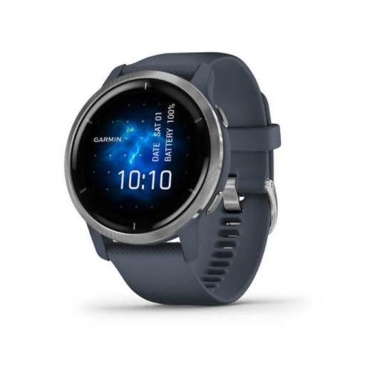 Išmanusis laikrodis Garmin Venu 2, GPS, Wi-Fi, ANT+,Silver Bezel with Granite Blue Case and Silicone Band | 010-02430-10