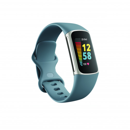  Išmanioji apyrankė Fitbit Charge 5, Fitness & Health Tracker, Platinum/Mineral Blue Stainless Steel FB421SRBU 