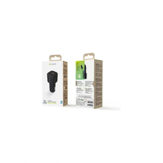  Car Charger (Eco) Type-C PD 18W By Muvit Black 