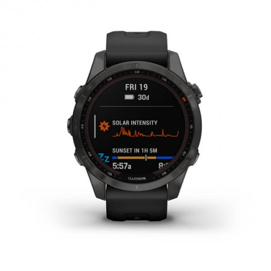 Išmanusis laikrodis Garmin fenix 7S Sapphire Solar Carbon Gray DLC Titanium with Black Band / 010-02539-25