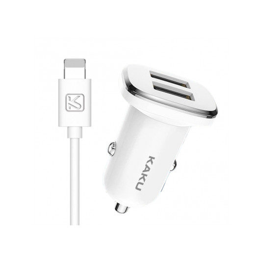 KAKU KSC-318 Car Charger 2xUSB / 2.4A + Lightning 1m