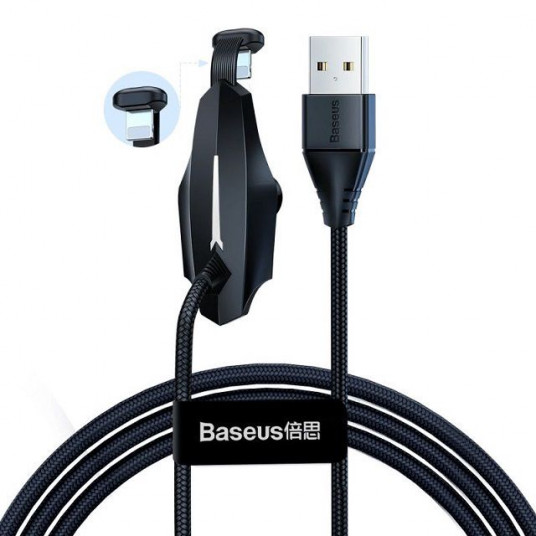  Kabelis USB2.0 A kištukas - IP Lightning kištukas 1.2m su laikikliu Juodas 