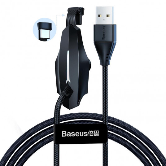  Kabelis USB2.0 A kištukas - USB C kištukas 1.2m su laikikliu Juodas 