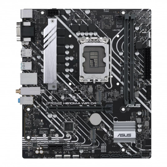 Asus PRIME H610M-A WIFI D4 Processor family Intel, Processor socket  LGA1700, DDR4 DIMM, Memory slots 2, Supported hard disk drive interfaces 	SATA, M.2, Number of SATA connectors 4, Chipset  Intel H610, mATX 