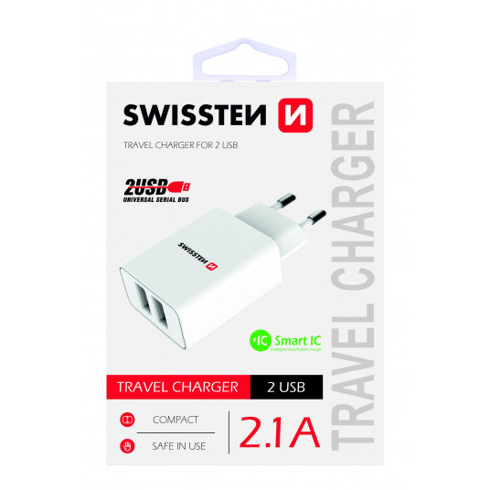 Swissten Travel Smart 2x USB 2.1A biała