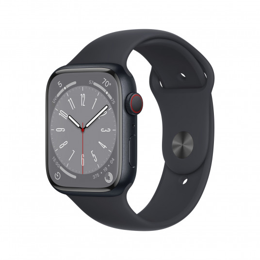 Išmanusis laikrodis Apple Watch Series 8 GPS, 45mm LTE Midnight Aluminium Case with Midnight Sport Band - Regular MNK43UL/A