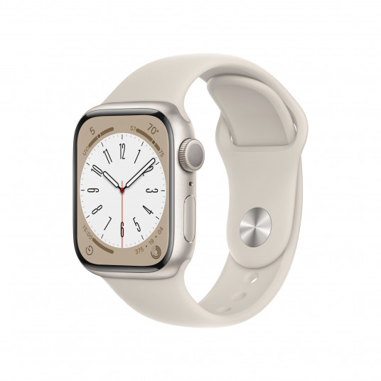 Išmanusis laikrodis Apple Watch Series 8 GPS, 41mm Starlight Aluminium Case with Starlight Sport Band - Regular / MNP63UL/A