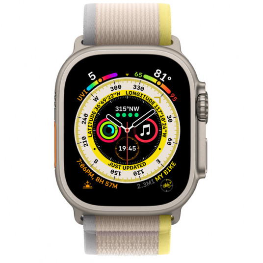  Išmanusis laikrodis Apple Watch Ultra GPS, 49mm LTE Titanium Case with Yellow/Beige Trail Loop, Small/Medium (130-180mm) MNHK3UL/A 