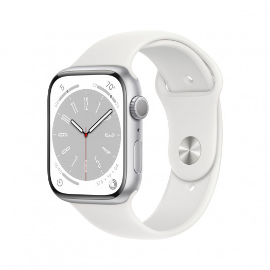 Išmanusis laikrodis Apple Watch Series 8 GPS, 45mm Silver Aluminium Case with White Sport Band - Regular MP6N3UL/A