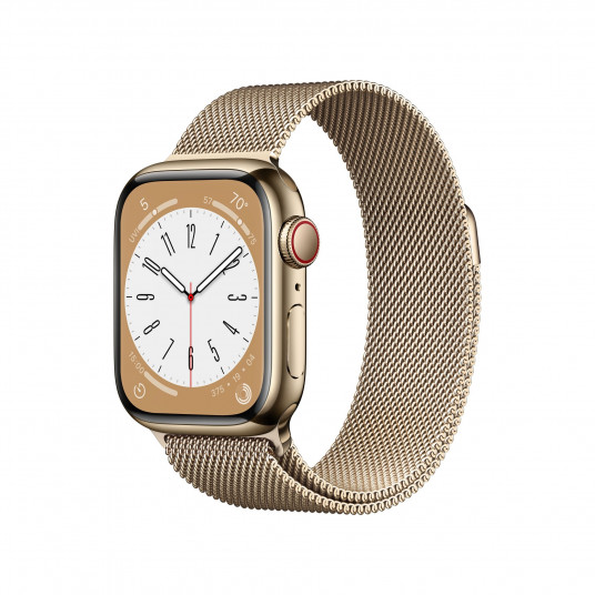 Išmanusis laikrodis Apple Watch Series 8 GPS, 45mm LTE Gold Stainless Steel Case with Gold Milanese Loop MNKQ3UL/A