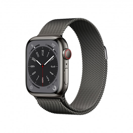  Išmanusis laikrodis Apple Watch Series 8 GPS, 45mm LTE Graphite Stainless Steel Case with Graphite Milanese Loop MNKX3UL/A 