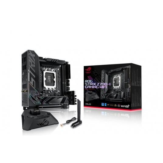 Mainboard|ASUS|Intel Z790|MiniITX|Memory DDR5|Memory slots 2|1xPCI-Express 5.0 16x|2xM.2|1xHDMI|2xUSB 2.0|4xUSB 3.2|1xUSB-C|2xUSB-C w/Thunderbolt|1xRJ45|ROGSTRIXZ790-IGAMWIFI 