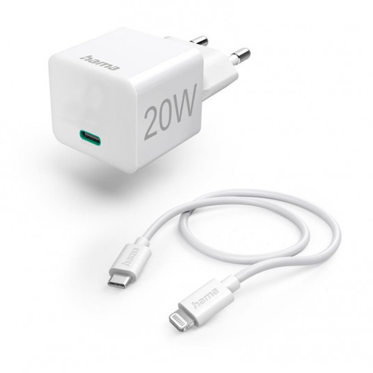  Hama Charging Set, Lightning, Power Delivery (PD), 20 W, white 