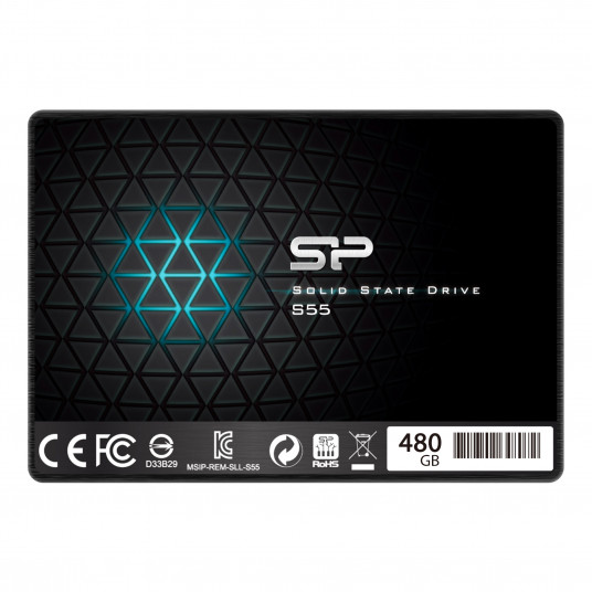  Silicon Power Slim S55 480 GB, SSD form factor 2.5", SSD interface SATA, Write speed 440 MB/s, Read speed 550 MB/s 