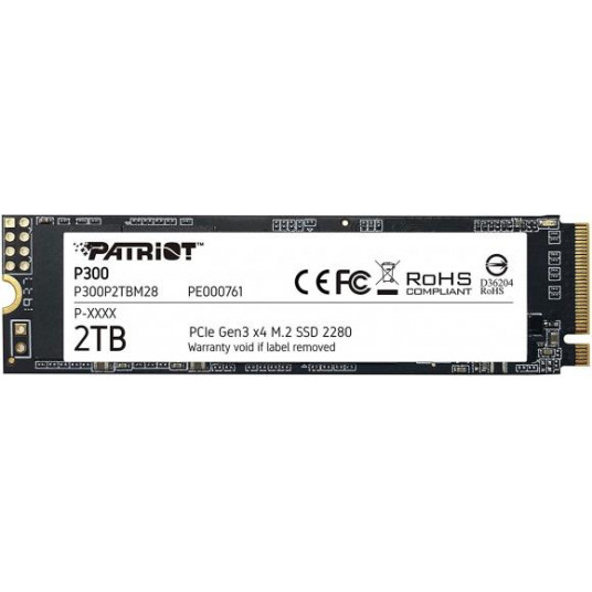  SSD|PATRIOT|P300|2TB|M.2|PCIE|NVMe|QLC|Write speed 1650 MBytes/sec|Read speed 2100 MBytes/sec|3.8mm|TBW 960 TB|P300P2TBM28 