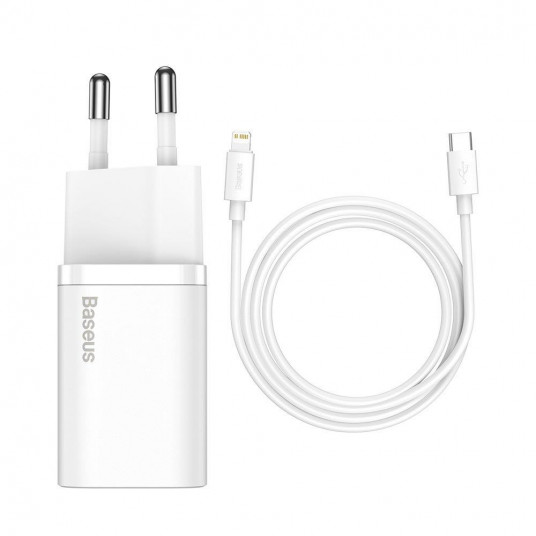  Ładowarka sieciowa Baseus Super Si Quick Charger 1C 20W z przewodem USB-C do Lightning 1m (biała) 