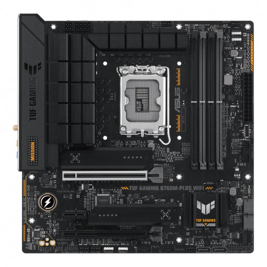  Mainboard|ASUS|Intel B760 Express|LGA1700|Micro-ATX|Memory DDR5|Memory slots 4|1xPCI-Express 4.0 1x|1xPCI-Express 4.0 16x|1xPCI-Express 5.0 16x|2xM.2|1xHDMI|1xDisplayPort|2xUSB 2.0|5xUSB 3.2|1xUSB-C|1xOptical S/PDIF|1xRJ45|5xAudio port|TUFGAMB760M-PLUSWIF 
