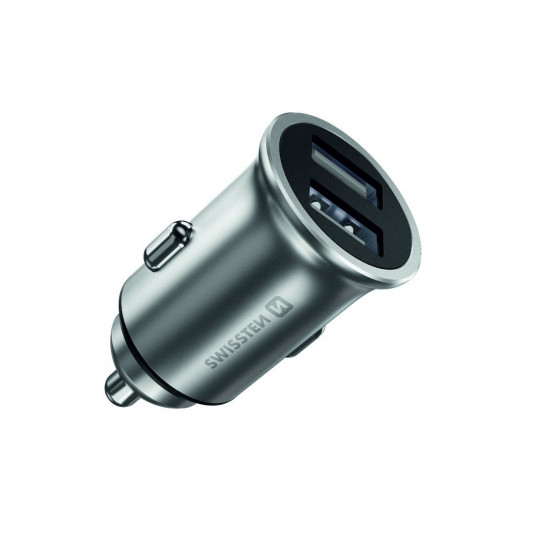Swissten Metal Premium Car charger 2 x USB / 4.8A Silver