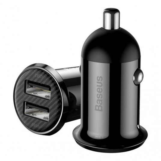  Ładowarka samochodowa Baseus Grain Pro 2x USB 4.8A (czarna) 