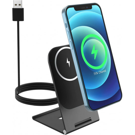 Swissten Magnetic Wireless Charger Stand 15W (MagSafe compatible)