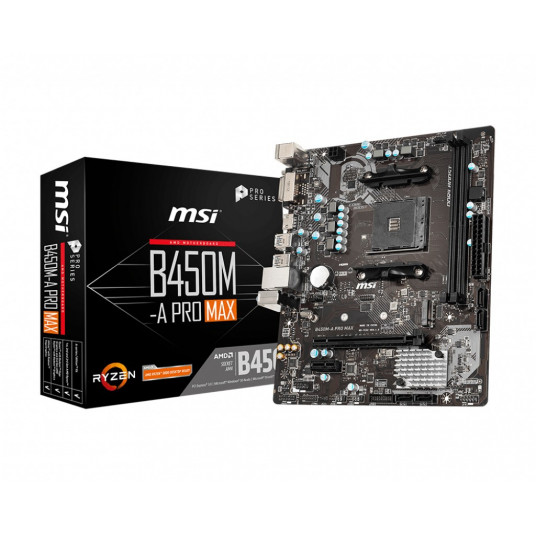  MSI B450M-A PRO MAX pagrindinė plokštė AMD B450 AM4 lizdas „micro ATX“ 