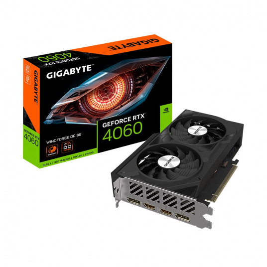  Graphics Card|GIGABYTE|NVIDIA GeForce RTX 4060|8 GB|GDDR6|128 bit|PCIE 4.0 16x|Dual Slot Fansink|2xHDMI|2xDisplayPort|GV-N4060WF2OC-8GD 