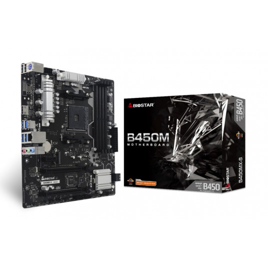  Biostar B450MX-S pagrindinė plokštė AMD B450 AM4 lizdas „micro ATX“ 