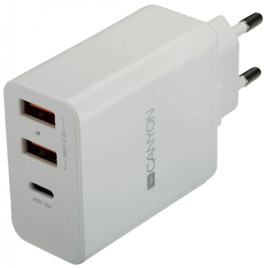 Įkroviklis CANYON H-08 3xUSB AC Baltas