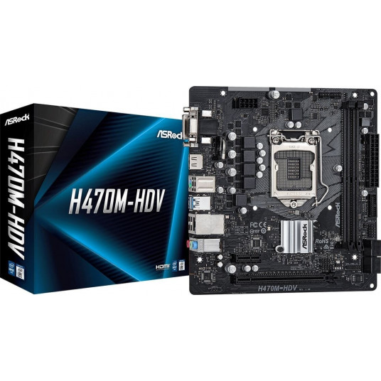  ASRock Processor family Intel, Processor socket 1200, DDR4 DIMM, Memory slots 2, Supported hard disk drive interfaces SATA, Number of SATA connectors 4, Chipset Intel H470, Micro ATX 