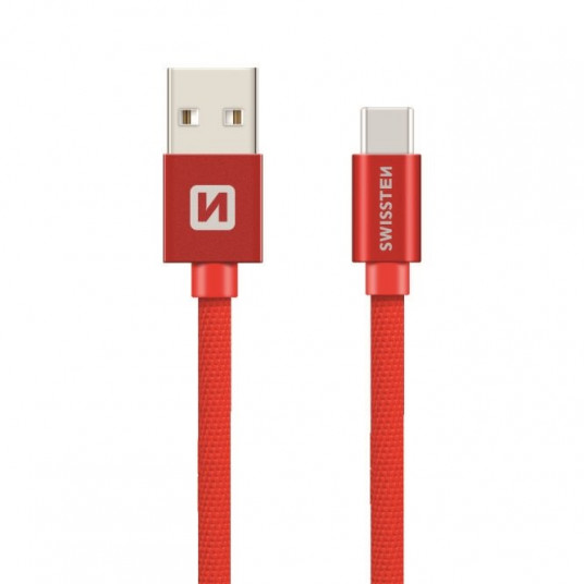  Swissten Textile Universal Quick Charge 3.1 USB-C Data and Charging Cable 1.2m Red 