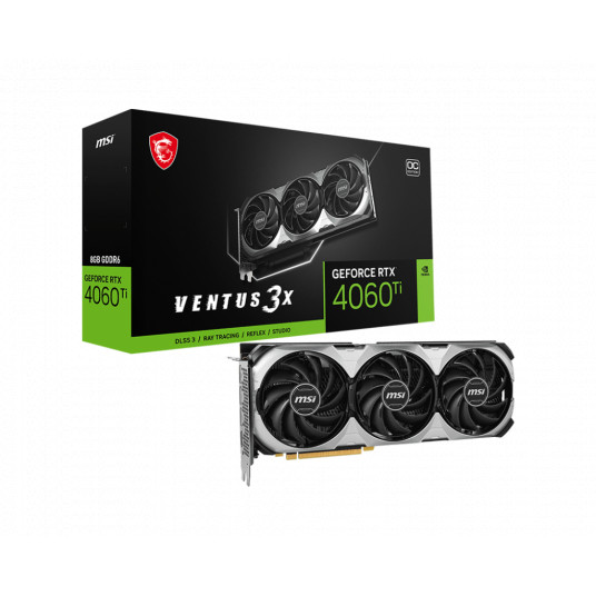  MSI GeForce RTX 4060 Ti VENTUS 3X 8G OC NVIDIA, 8 GB, GeForce RTX 4060 Ti, GDDR6, PCI Express Gen 4 x16, HDMI ports quantity 1, Memory clock speed 18000 MHz 