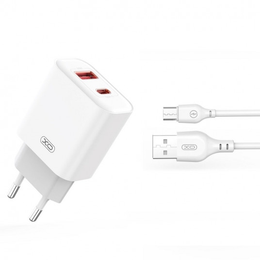  XO CE12 PD Wall charger QC3.0 20W + microUSB cable 