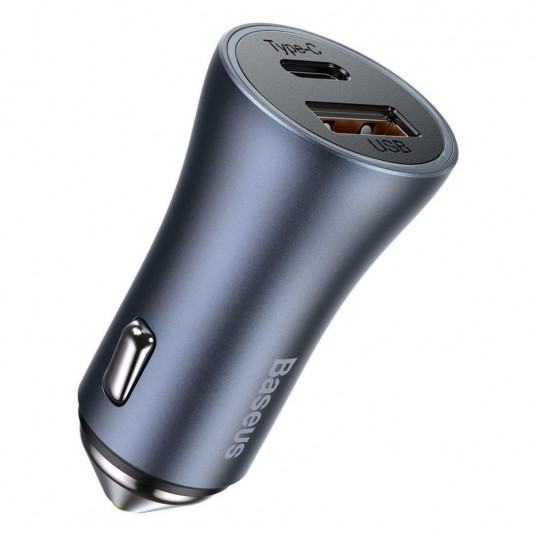  Ładowarka samochodowa Baseus Golden Contactor Pro, USB + USB-C, QC4.0+, PD, SCP, 40W (szara) 