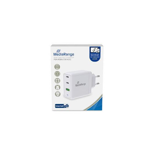  POWER ADAPTER USB/2XUSB-C 65W/FAST MRMA116 MEDIARANGE 