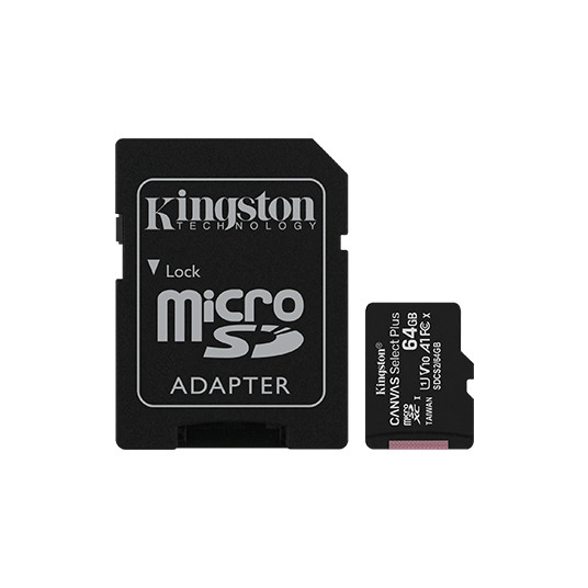  Atminties kortelė Kingston Canvas Select Plus UHS-I 64 GB, MicroSDXC, Flash memory class 10, SD Adapter 